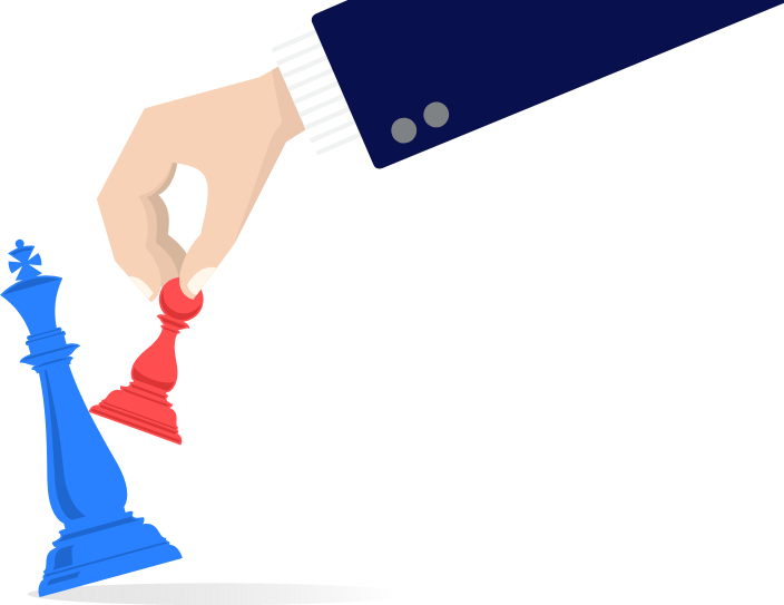 Illustration of a hand moving a chess piece
