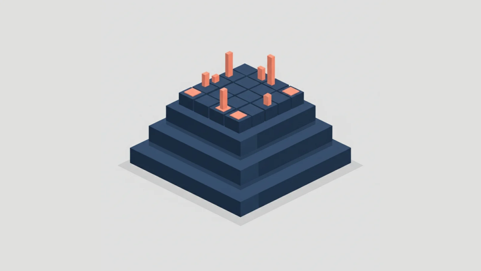 Data analytics structure with rising bars