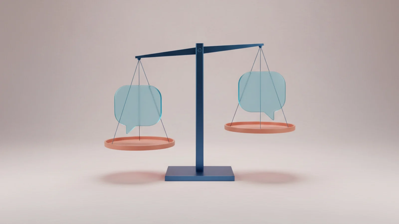Balanced conversation bubbles on scales